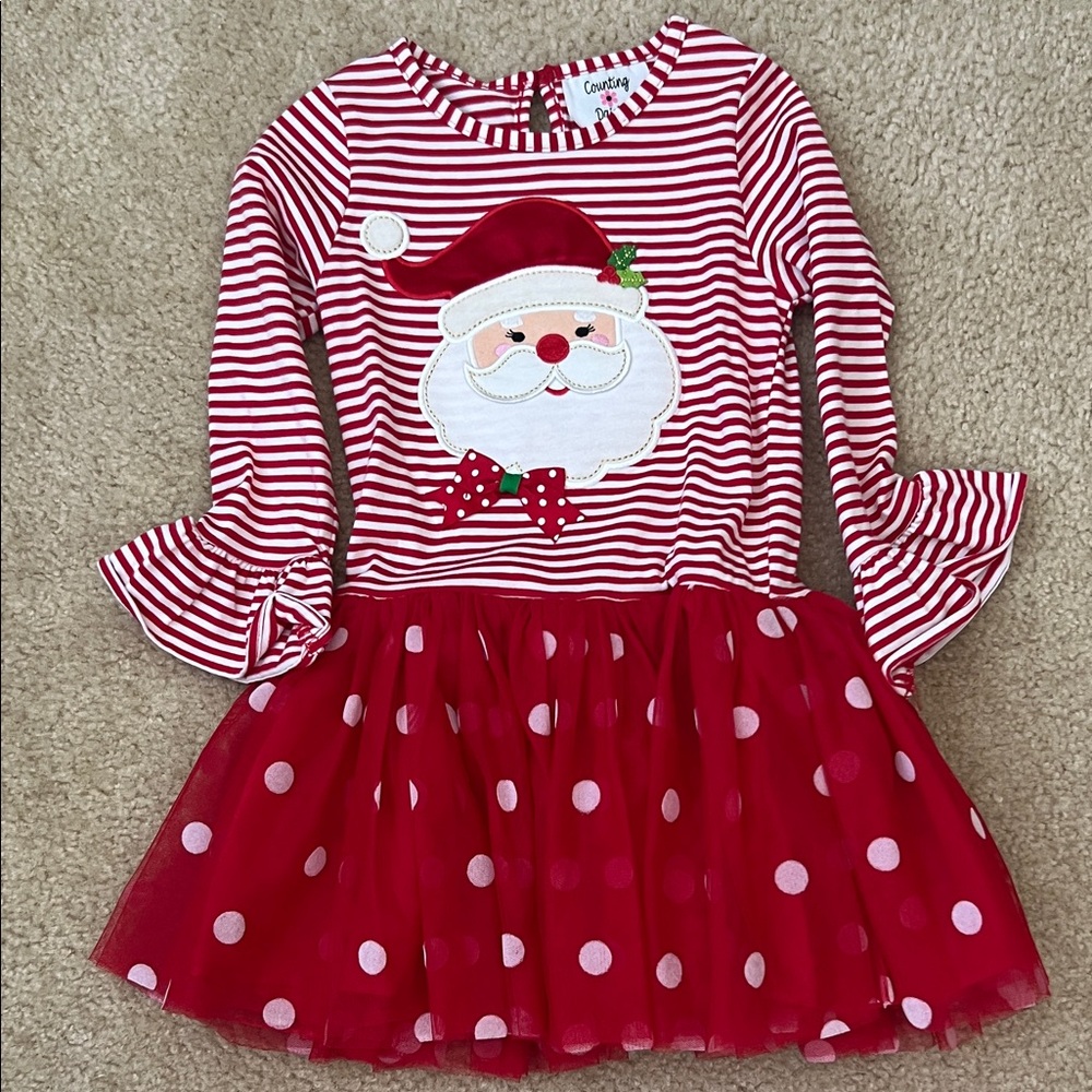 Festive Santa Striped Kids Costume Dress